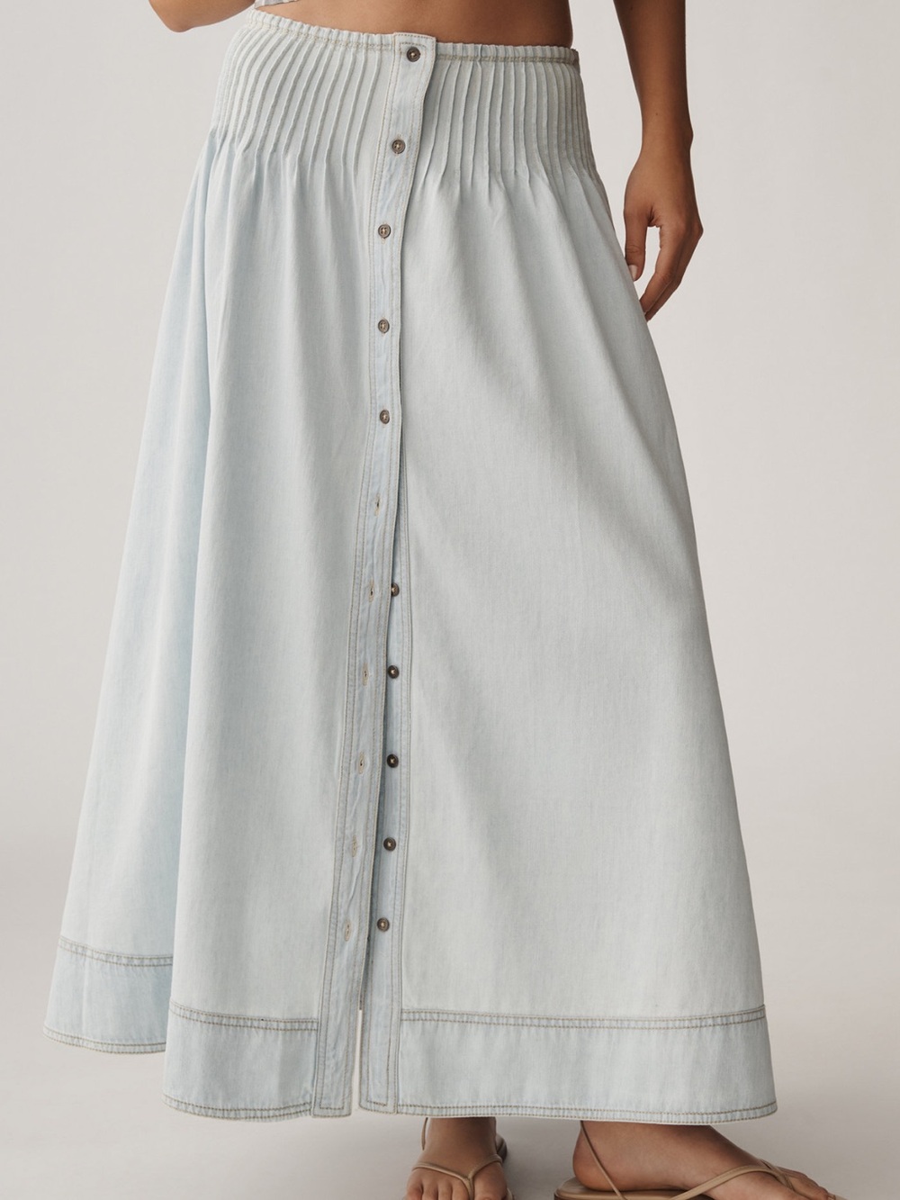 Pilcro Light Blue Button-Front Maxi Skirt